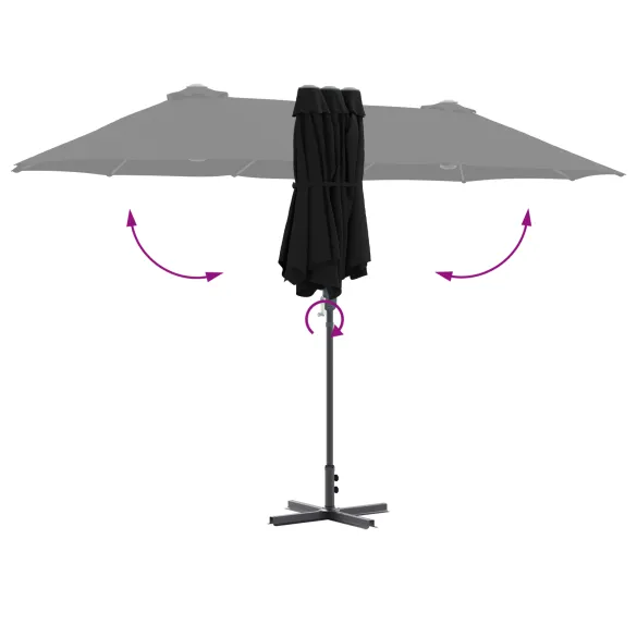 Parasol de Grădină Negru 380x196x235 cm - Livrare Gratuită