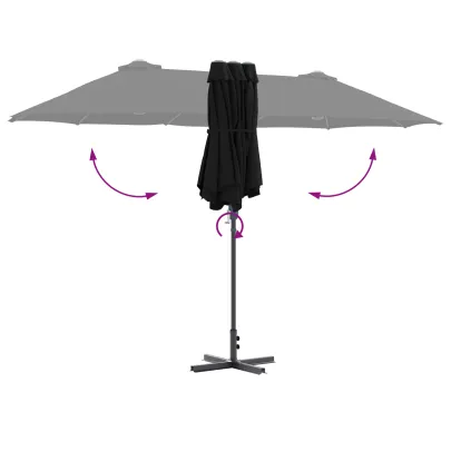 Parasol de Grădină Negru 380x196x235 cm - Livrare Gratuită