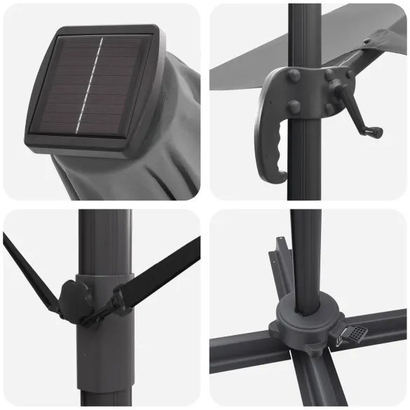 Parasol Roma Braț Articulat Antracit - Livrare Gratuită