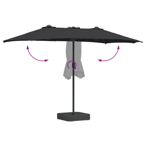 Parasol de Grădină Negru 385 cm - Livrare Gratuită