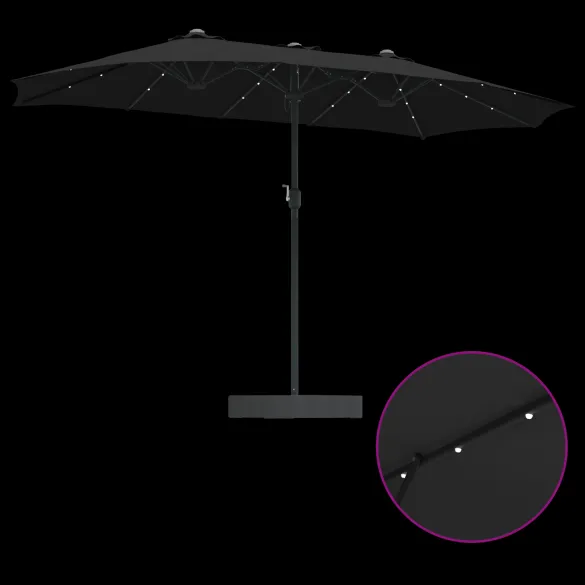 Parasol de Grădină Negru 385 cm - Livrare Gratuită