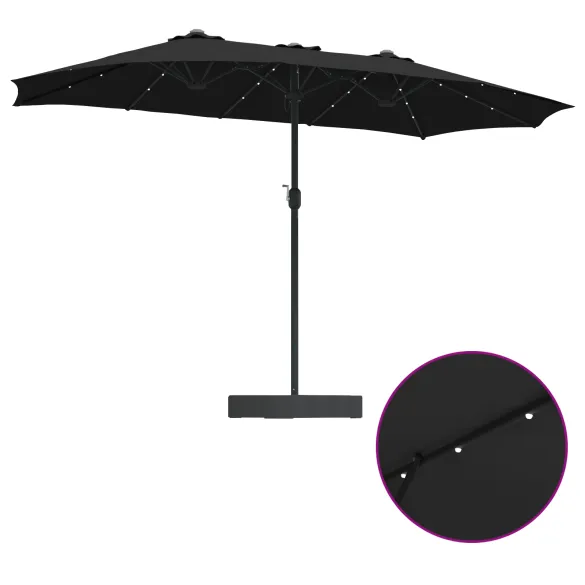 Parasol de Grădină Negru 385 cm - Livrare Gratuită
