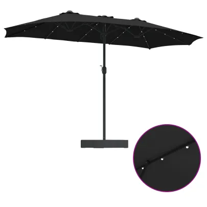 Parasol de Grădină Negru 385 cm - Livrare Gratuită
