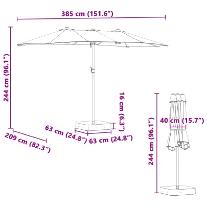 Parasol de Grădină Negru 385 cm - Livrare Gratuită