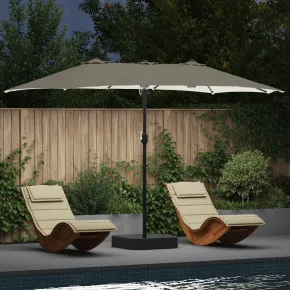 Parasol de Grădină Nisipiu 385x209x244 cm - Livrare Gratuită