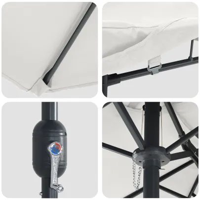 Parasol de Grădină Nisipiu 385x209x244 cm - Livrare Gratuită