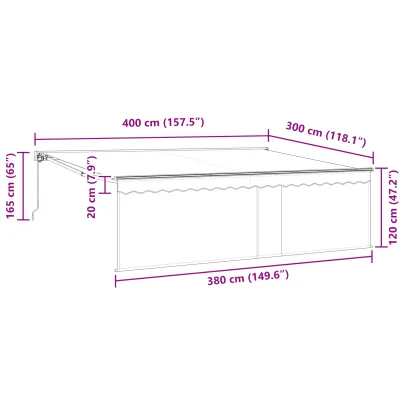 Cortină Retractabilă Manuală Bej 400x300 cm Poliester - Livrare Gratuită