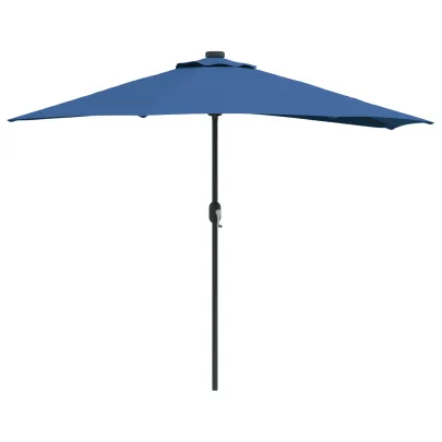 Parasol de Grădină Albastru Azur cu LED-uri | Livrare Gratuită