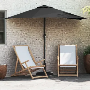 Parasol de Grădină Negru 294x150 cm cu LED-uri Solare