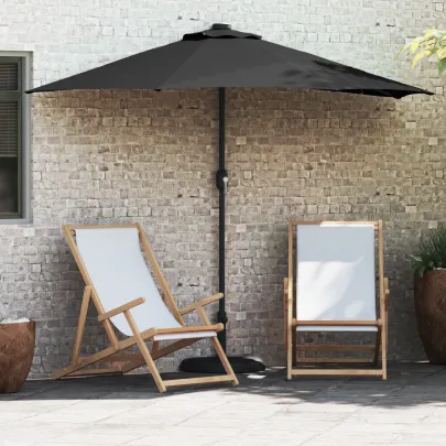 Parasol de Grădină Negru 294x150 cm cu LED-uri Solare