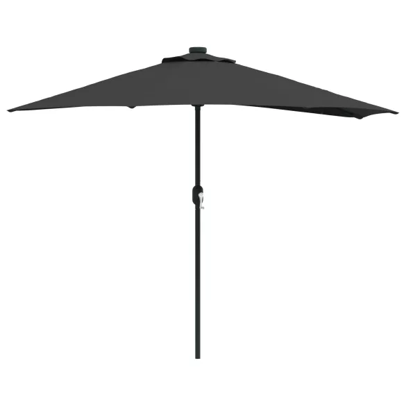 Parasol de Grădină Negru 294x150 cm cu LED-uri Solare
