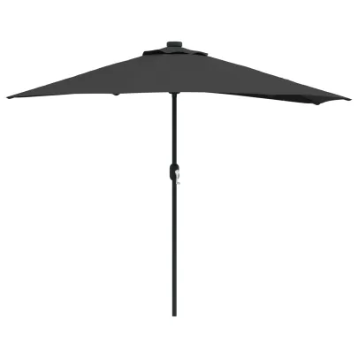 Parasol de Grădină Negru 294x150 cm cu LED-uri Solare