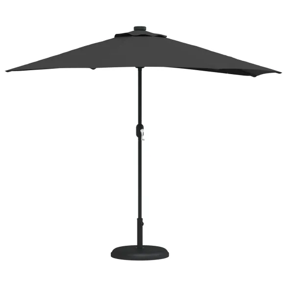 Parasol de Grădină Negru 294x150 cm cu LED-uri Solare