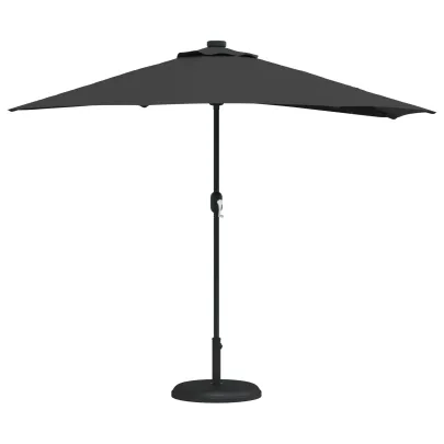 Parasol de Grădină Negru 294x150 cm cu LED-uri Solare