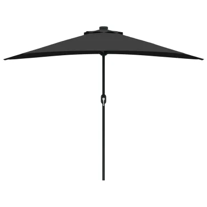 Parasol de Grădină Negru 294x150 cm cu LED-uri Solare