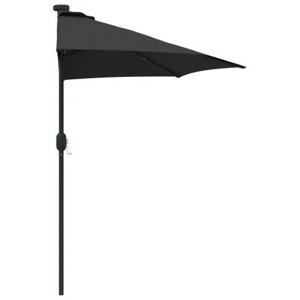 Parasol de Grădină Negru 294x150 cm cu LED-uri Solare