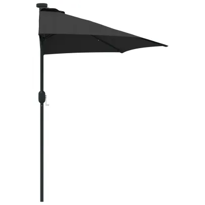 Parasol de Grădină Negru 294x150 cm cu LED-uri Solare