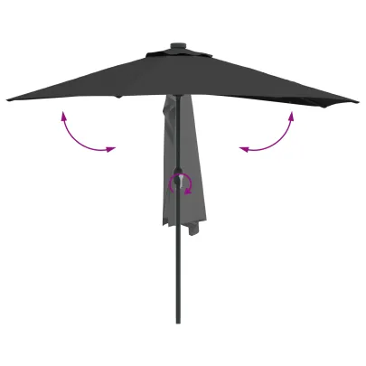 Parasol de Grădină Negru 294x150 cm cu LED-uri Solare