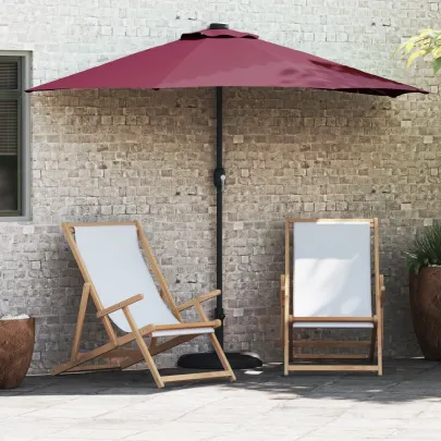 Parasol de Grădină Roșu Bordo 294x150 cm cu LED-uri