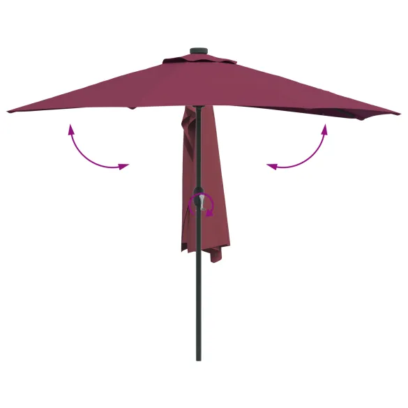 Parasol de Grădină Roșu Bordo 294x150 cm cu LED-uri