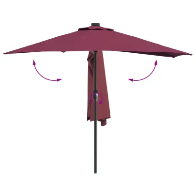 Parasol de Grădină Roșu Bordo 294x150 cm cu LED-uri