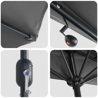 Parasol Grădină Antracit 294x150 cm cu LED-uri Solare