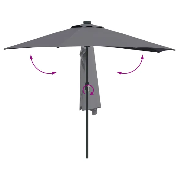 Parasol Grădină Antracit 294x150 cm cu LED-uri Solare