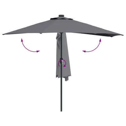 Parasol Grădină Antracit 294x150 cm cu LED-uri Solare