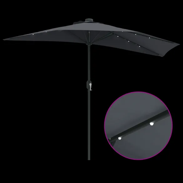 Parasol Grădină Antracit 294x150 cm cu LED-uri Solare