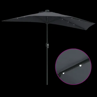 Parasol Grădină Antracit 294x150 cm cu LED-uri Solare