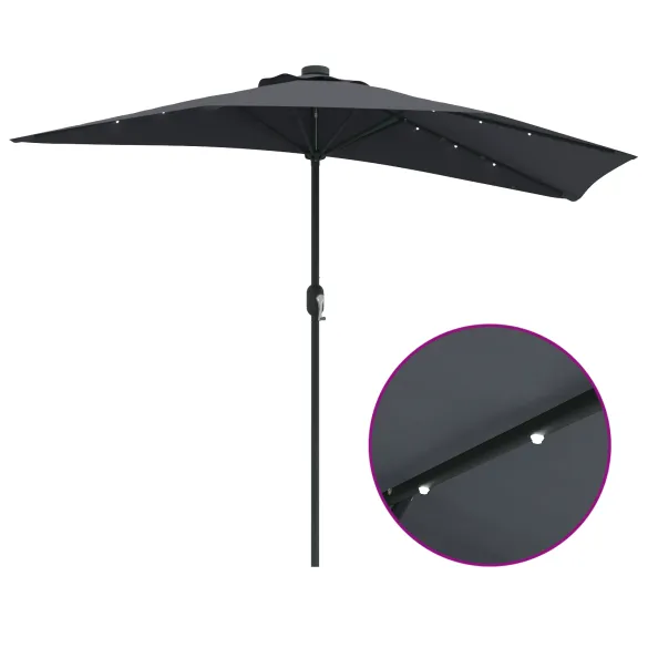 Parasol Grădină Antracit 294x150 cm cu LED-uri Solare