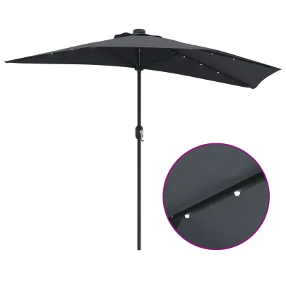Parasol Grădină Antracit 294x150 cm cu LED-uri Solare
