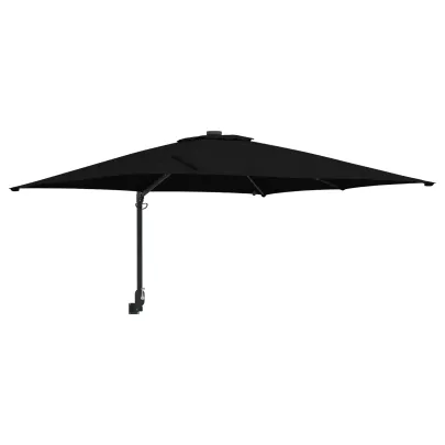 Parasol de Grădină Negru 250x250 cm cu LED și Umbră