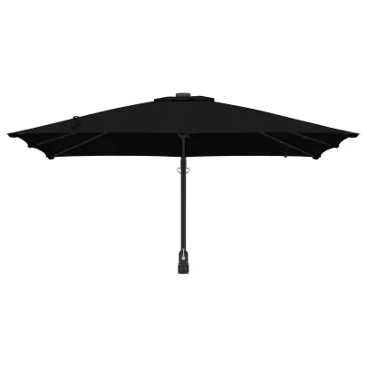 Parasol de Grădină Negru 250x250 cm cu LED și Umbră