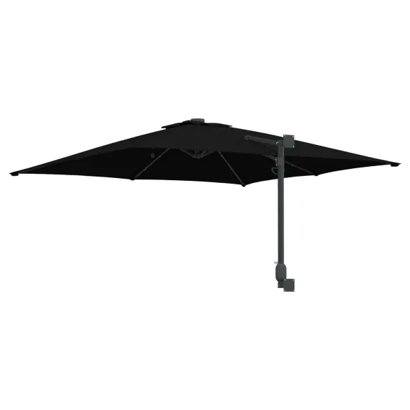 Parasol de Grădină Negru 250x250 cm cu LED și Umbră