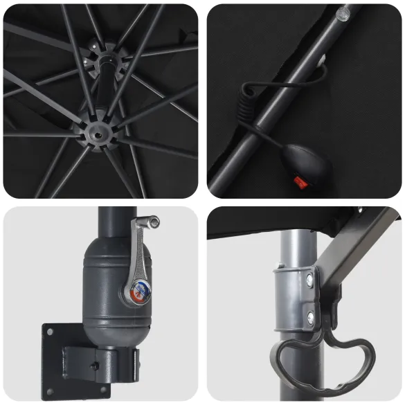 Parasol de Grădină Negru 250x250 cm cu LED și Umbră