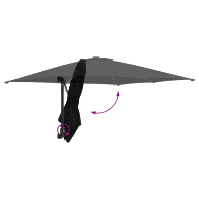 Parasol de Grădină Negru 250x250 cm cu LED și Umbră