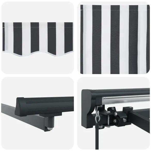 Cortină Retractabilă Manuală Antracit și Alb 450x300 cm