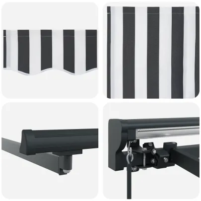 Cortină Retractabilă Manuală Antracit și Alb 450x300 cm