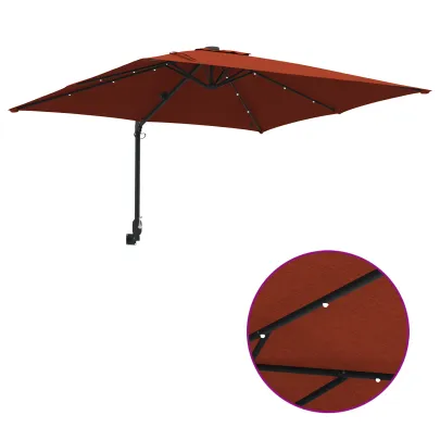 Parasol de Grădină Terracota 250x247 cm cu LED