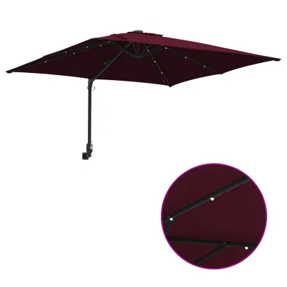 Parasol de Grădină Roșu Bordo cu LED și Umbră Ajustabilă