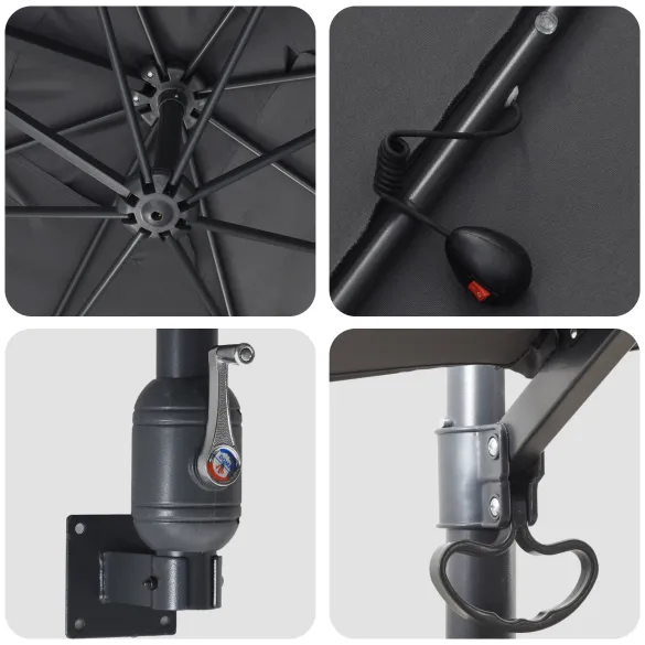 Parasol Grădină Antracit cu LED - Livrare Gratuită