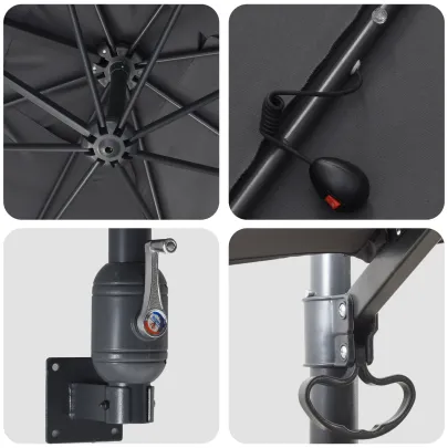 Parasol Grădină Antracit cu LED - Livrare Gratuită