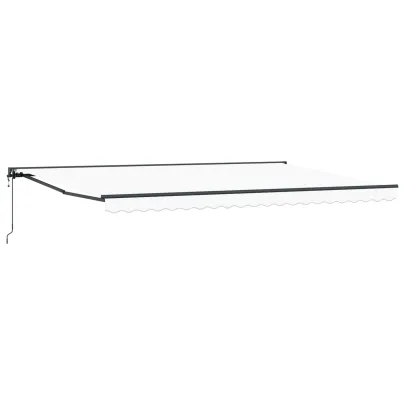 Cortină Retractabilă Manuală Albă 500x300 cm - Umbră Exterioară