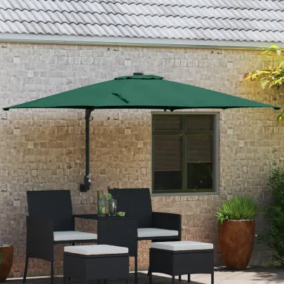 Parasol Verde Grădină 250x250 cm cu LED - Livrare Gratuită