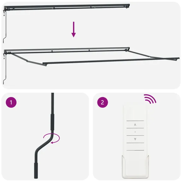 Cortină Retractabilă Manuală Albă 500x300 cm - Umbră Exterioară