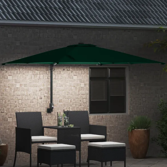 Parasol Verde Grădină 250x250 cm cu LED - Livrare Gratuită