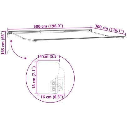 Cortină Retractabilă Manuală Albă 500x300 cm - Umbră Exterioară