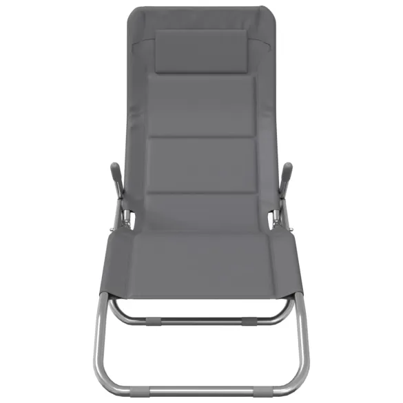 Șezlong Pliant Gri - Set 2 Bucăți | Livrare Gratuită