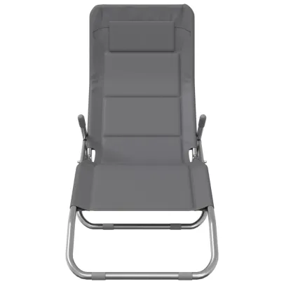 Șezlong Pliant Gri - Set 2 Bucăți | Livrare Gratuită